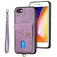 thumbnail image 4 of Nalacover for iPhone 7 Plus/8 Plus, Slim Case Wallet with Credit Card Holder, Back Flip Premium Leather Magnetic Clasp Kickstand Wirst Hand Strap Shockproof Cover For iPhone 7 Plus/8 Plus, Purple, 4 of 7