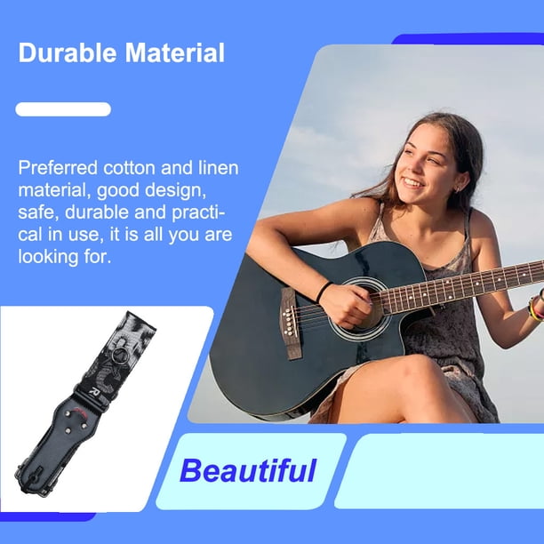 Sangle De Guitare Réglable Feloyal Nylon Cuir - Bandoulière Pour Guitare Électrique Acoustique Basse