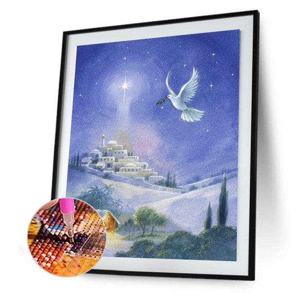 Cuadros Decorativos Bricolaje ronda completa taladro diamante pintura montaña lago rhinestone dibujar (a401) Tmvgtek embutido en tela