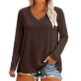 thumbnail image 3 of Women's Long Sleeve V Neck T Shirt Soft Comfy Casual Sleep Pajama Top, 3 of 6