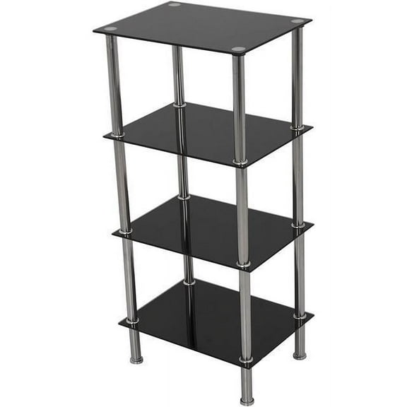 AVF S44-A Small 4-Shelf Unit, Black Glass and Chrome