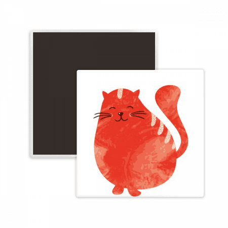 

Orange Sling Fat Cat Animal Watercolor Square Ceracs Fridge Magnet Keepsake Memento