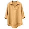 thumbnail image 6 of Womens 3/4 Sleeve Shirts Business Lapel Collared Solid Color Button Down Fashion Tops Dressy Casual Spring Blouses, 6 of 6