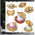 thumbnail image 4 of Ambesonne Pearls Shower Curtain, Open Shells Sea Image, 69"Wx75"L, Multicolor, 4 of 5