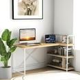 thumbnail image 2 of Patiojoy 59 Inch L-Shaped Computer Desk Large Reversible Corner Desk w/ Open Storage Shelves Space-Saving Writing Study Table PC Laptop Gaming Desk White + Natural, 2 of 10