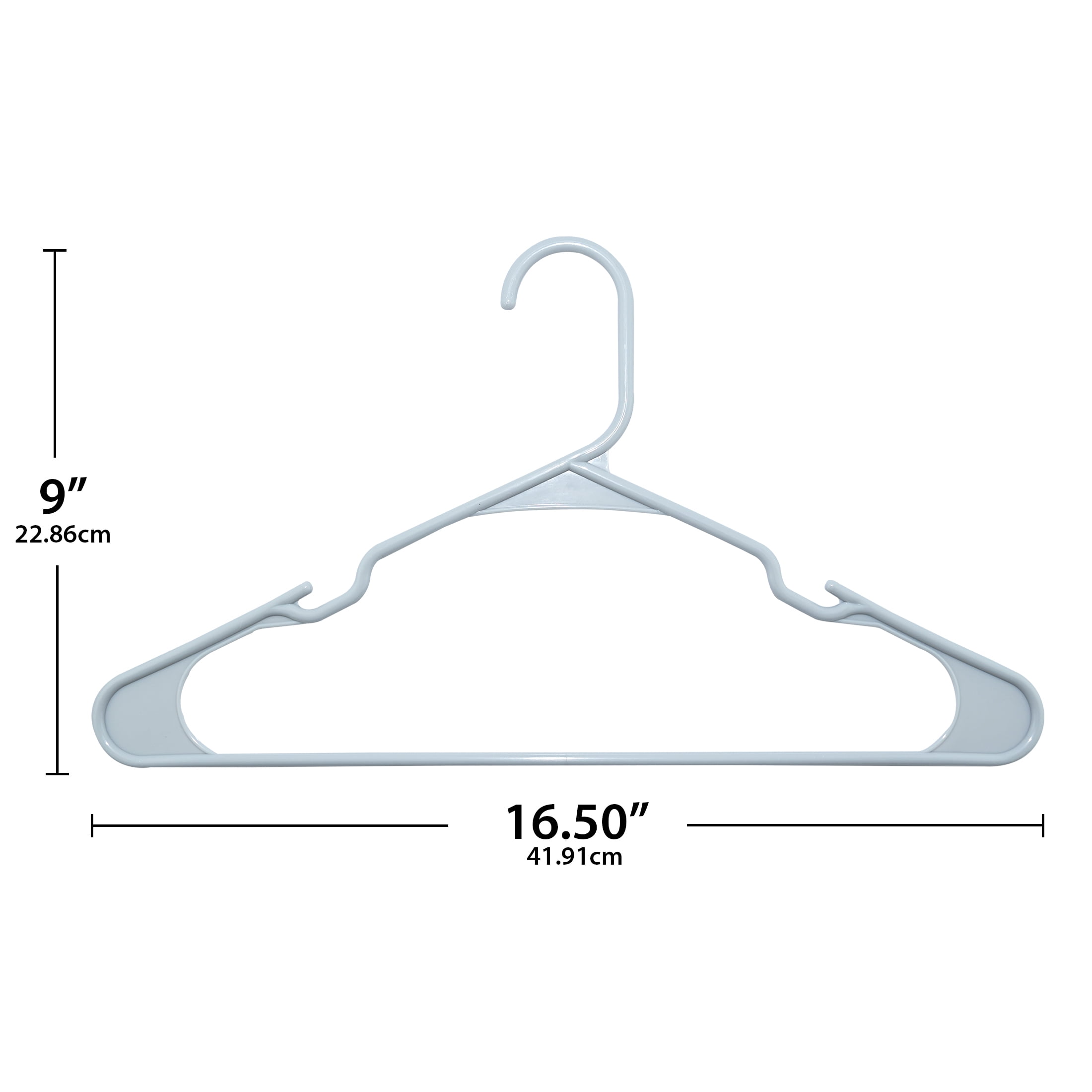 Mainstays Plastic Notched Adult Hangers for Any Clothing Type, Soft Silver 50 Count