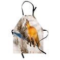 thumbnail image 1 of Fox Apron Red Fox in Nature Snowy Mountain Cold Winter Scenery Wildlife Carnivore Image, Unisex Kitchen Bib Apron with Adjustable Neck for Cooking Baking Gardening, Marigold Brown White, by Ambesonne, 1 of 3