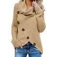 thumbnail image 5 of Long Sleeve Winter Warm Woman Pullovers Clothes Solid Sweater O-Neck Buttons 2022 Fashion Autumn Elegant Casual Women Sweaters, 5 of 6