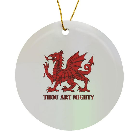 3drose, Thou Art Mighty Red Dragon Welsh Rugby, Circle Porcelain Ornament