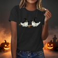 thumbnail image 2 of Htigea Halloween T-Shirts for Women Cute Graphic Short Sleeve Pullover Tops | Cute Ghost Graphic , Casual Crewneck Tee, Party Holiday Costume 2026 01#Black S, 2 of 9