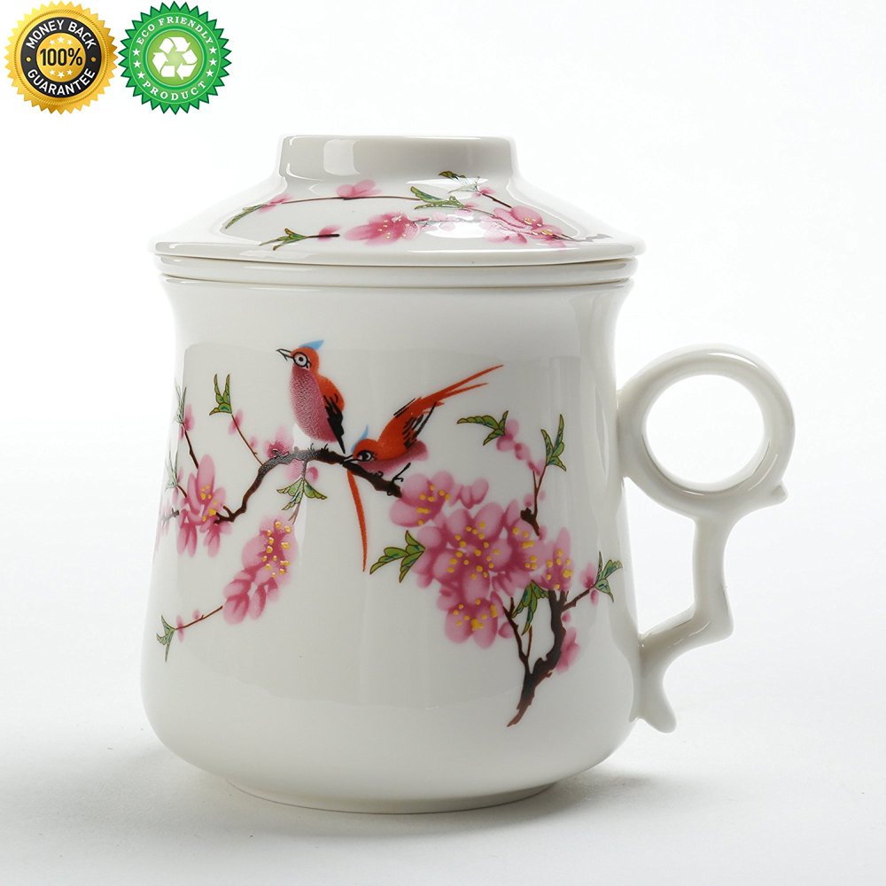 China TeaCup(13.7oz)with Filter and Lid,TEANAGOONeptune,Travel