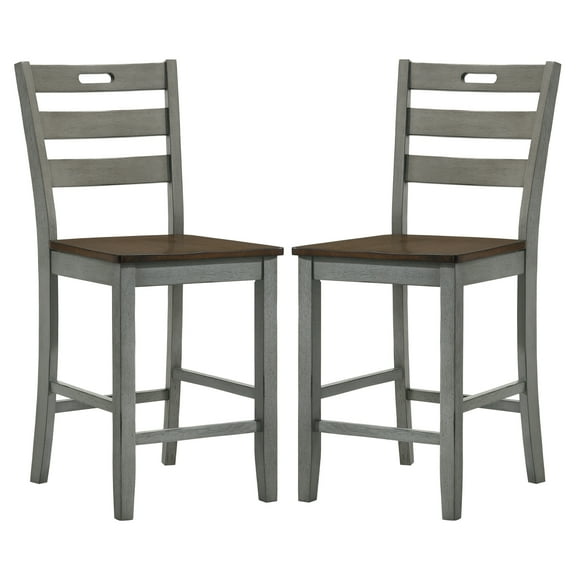 Furniture of America Donia Wood Counter Chair- Set of 2, Light Gray
