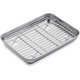 thumbnail image 1 of Bandeja para hornear con rejilla, sartén rectangular de acero inoxidable de 23x17x2,5 cm, bandeja para hornear para el hogar y el restaurante, lavaplatos, seguro y duradero Feliz Sencillez, 1 of 5