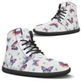 thumbnail image 4 of Psesaysky Butterfly Print Barefoot Shoes High-Top Minimalist Shoes Lace-Up Leather Casual Shoes Easy to Clean Anti-Slip Comfortable Walking Shoes, 4 of 8