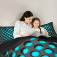 thumbnail image 5 of Manfei Geometry Stereoscopic Full Size Comforter Sets,Teal Dense Holes Bedding Comforter Set,Honeycomb Hexagon Bedding Sets,Super Cozy Bedroom Decorative Reversible,3pcs, 5 of 8