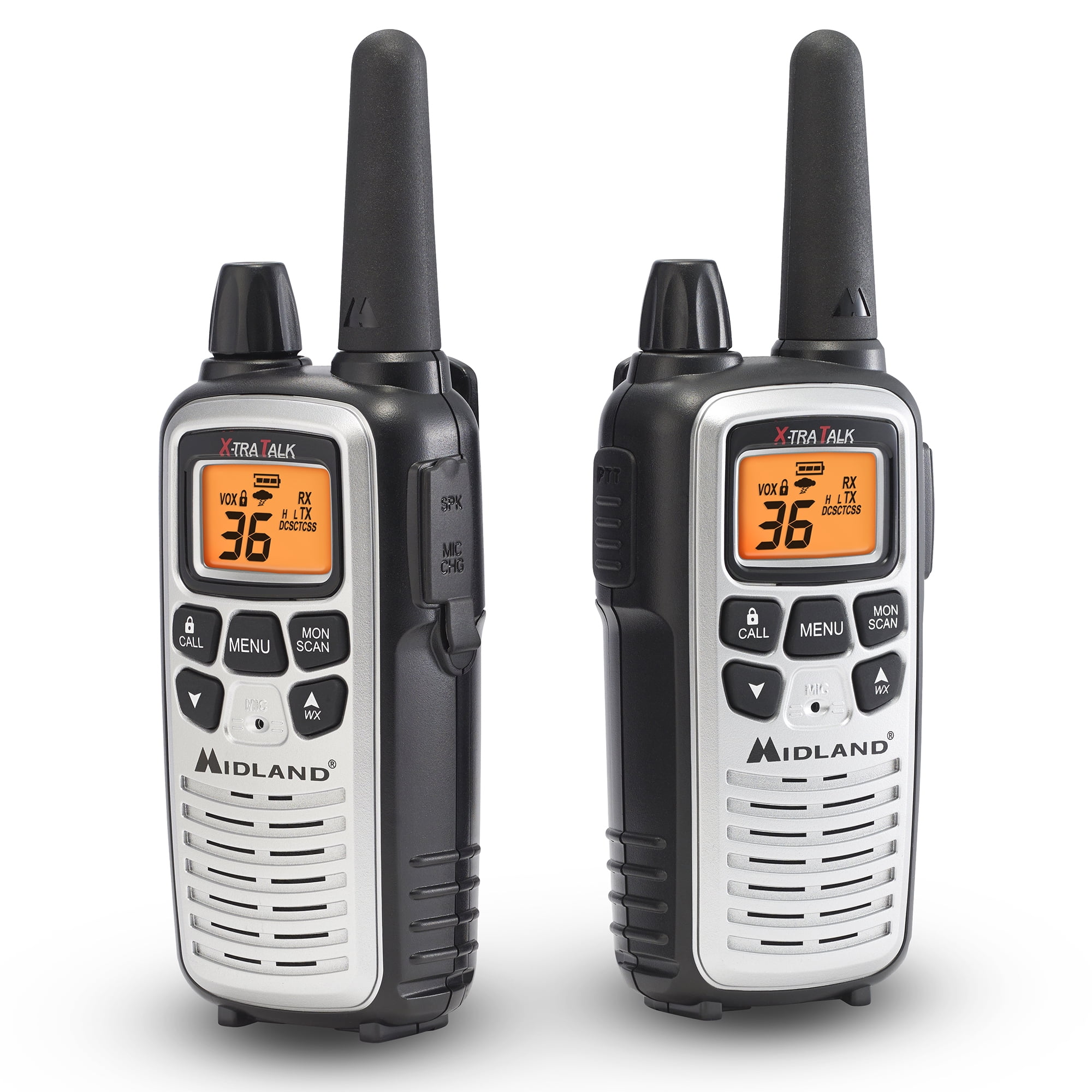 Midland - LXT600VP4 - Two Way Radio - Pair of LXT600 FRS Radios with Headset - Walkie Talkie 2 Pack - NOAA Weather Alert with Weather Scan Technology Midland LXT600VP4 Two-Way Radios 2-Pk 30-Mile 36-Channel, Black