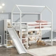 thumbnail image 1 of Merax Twin Size House Loft Bed with Slide and Storage Shelves, Wood Loft Bed for Boys & Girls (White), 1 of 4