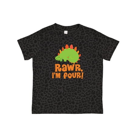 

Inktastic 4th Birthday Funny Dinosaur 4 Years Gift Toddler Boy Girl T-Shirt