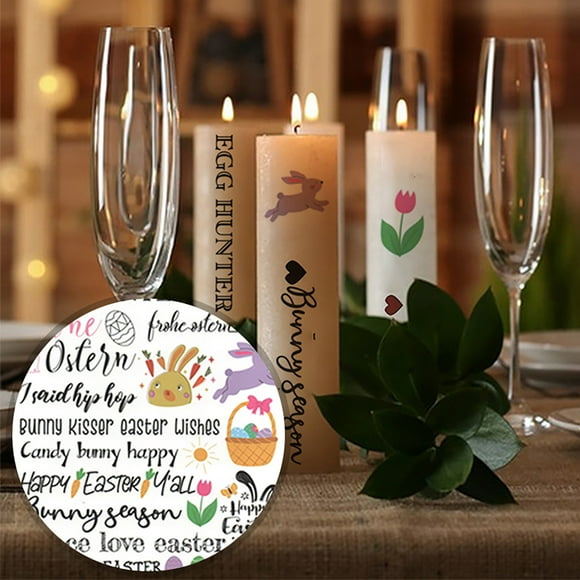YAOMOBB Adventure Travel Sticker 6/9 Sheets Easter Water Sticker DIY Craft Bunny Egg Shape Decals for Holiday Candles Tattoos Letter Print