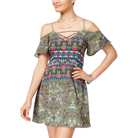 Teeze Me Juniors Allover Glitter Fit Flare Dress Gold Size 11 main image 0
