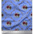 thumbnail image 1 of Soimoi Blue Viscose Chiffon Fabric Leaves,Floral & Diamond Geometric Printed Craft Fabric by The Yard 42 Inch Wide, 1 of 3