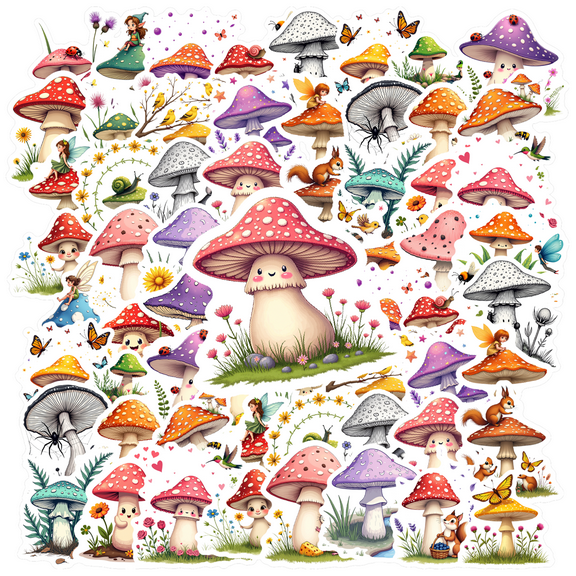 Cute Stickers Mushroom Stickers Colorful Nature Stickers Animal Stickers for Laptops Suitcase Phone