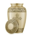 thumbnail image 5 of Reminded Adult Cremation Memorial Urn for Human Ashes, Gold with Black Stripe Brass Funeral Urn with Velvet Bag, 5 of 6