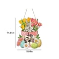 thumbnail image 2 of Yucurem Easter Wreath for Front Door, Happy Easter Eggs Flowers Leaves Wooden Door Hanging Sign for Home Wall Decor Party Outdoor indoor Supply Easter Decoration, 2 of 7