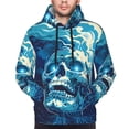 thumbnail image 4 of KLL Abstract Blue Skull Print Mens Hoodie Long Sleeve Casual Pullover Hooded Sweatshirt Fashion Drawstring Hoodies with Pocket-Medium, 4 of 6