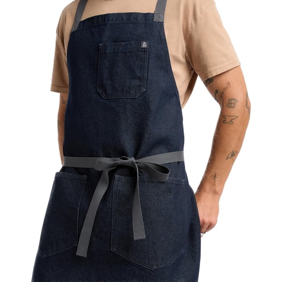 hedley & bennett Crossback Apron - Crossback Chef Apron with Pockets - 100% Cotton Denim, 8oz - Jack Navy
