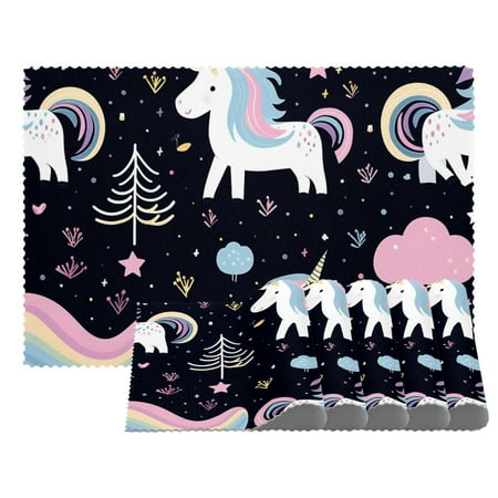 

Placemats Set of 1 Non Slip Washable Table Placemats Colored Stripes and Unicorns