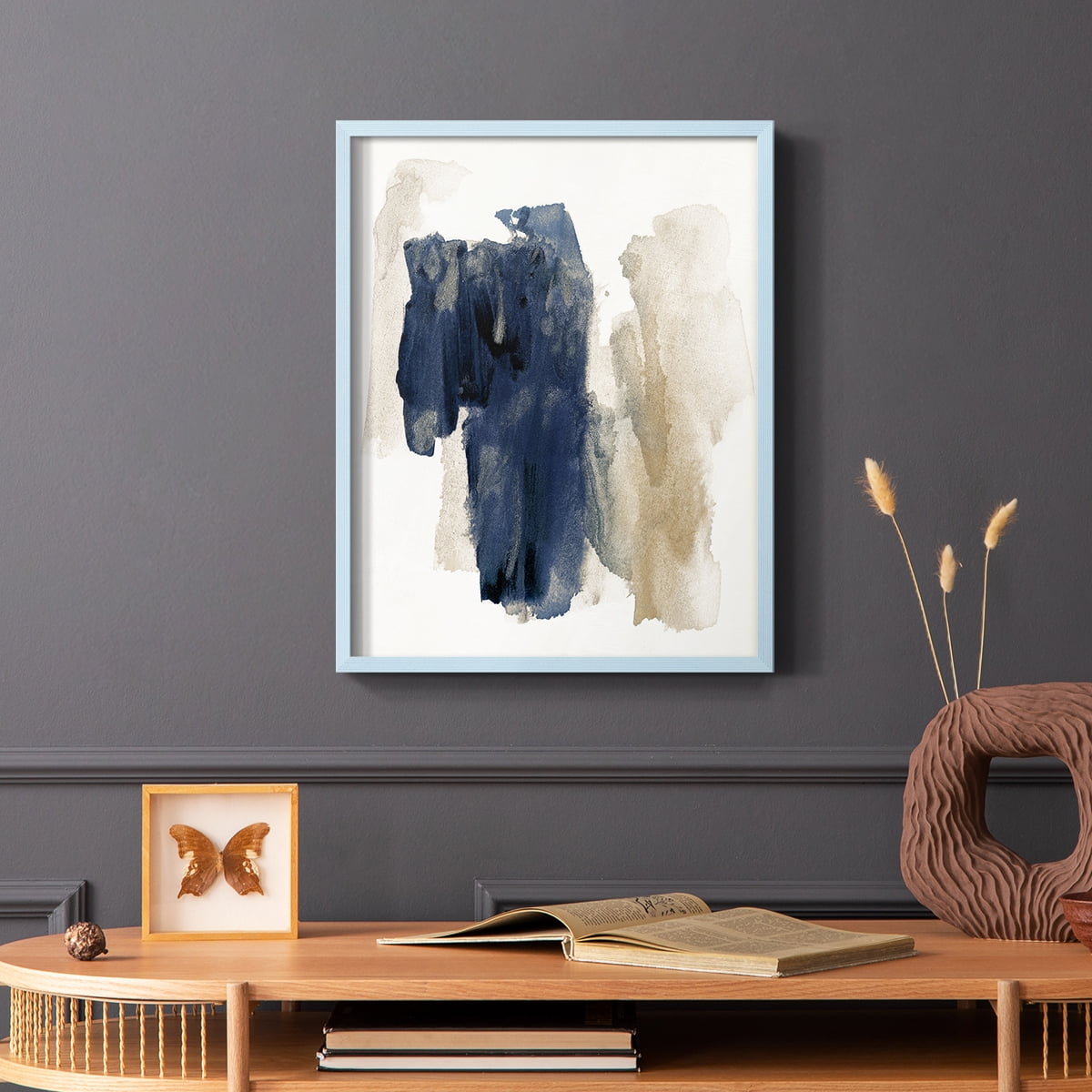 Navy Sweep in Blue Solid Wood 11 x 14 Framed Print