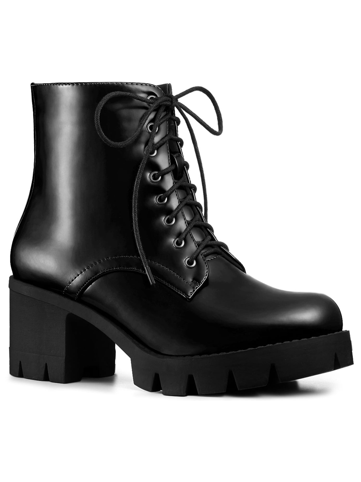 heeled platform combat boots