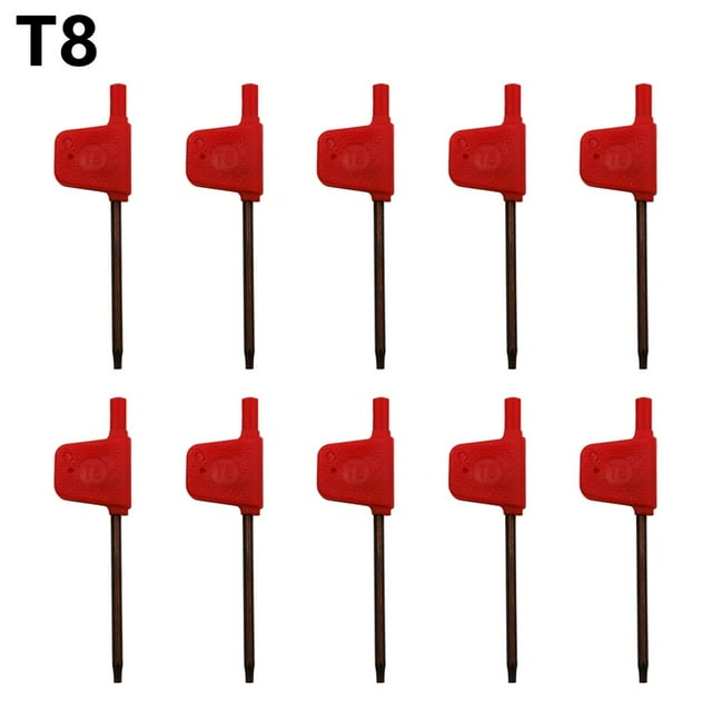 BTOER 10 Pcs Tournevis à Tête Torx en Forme de L Type Drapeau Rouge Clé Clé Tournevis Clé T5 T6 T7 T8 10 T15 T20 Outils Manuels