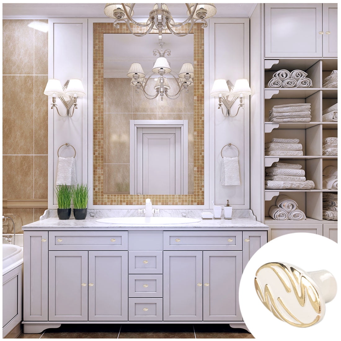 Unique Bargains Door Cabinet Pull Handle Knobs Nickel Finish