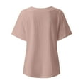 thumbnail image 5 of Icvfdpl Women'S T Shirts Pullover Round Neck Vintage Cotton And Linen Print Loose Short Sleeve Blouse Top, 5 of 5