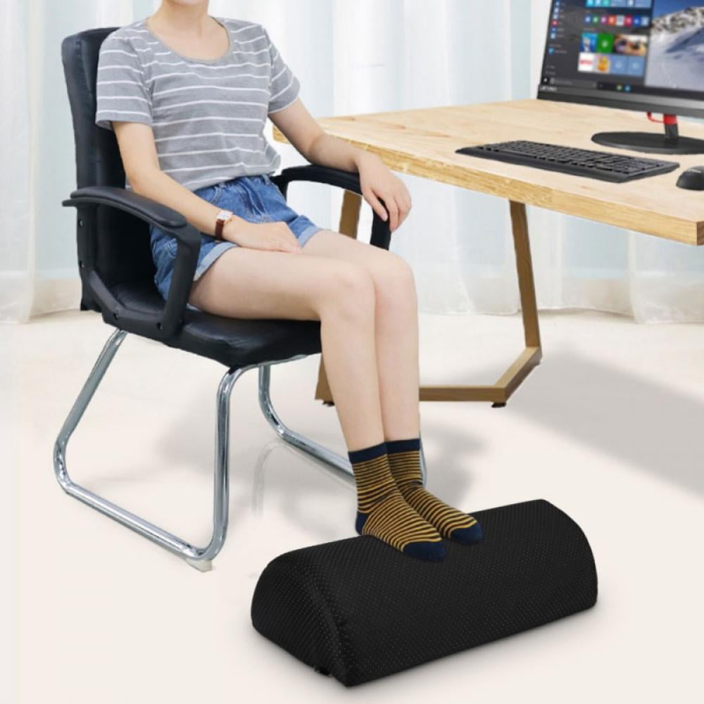 Grey Ergonomic Foot Rest Cushion Under Desk with High Rebound Ergonomic Foam Non-Slip Half-Cylinder Footstool Footrest Ottoman for Home Office Desk Airplane Travel