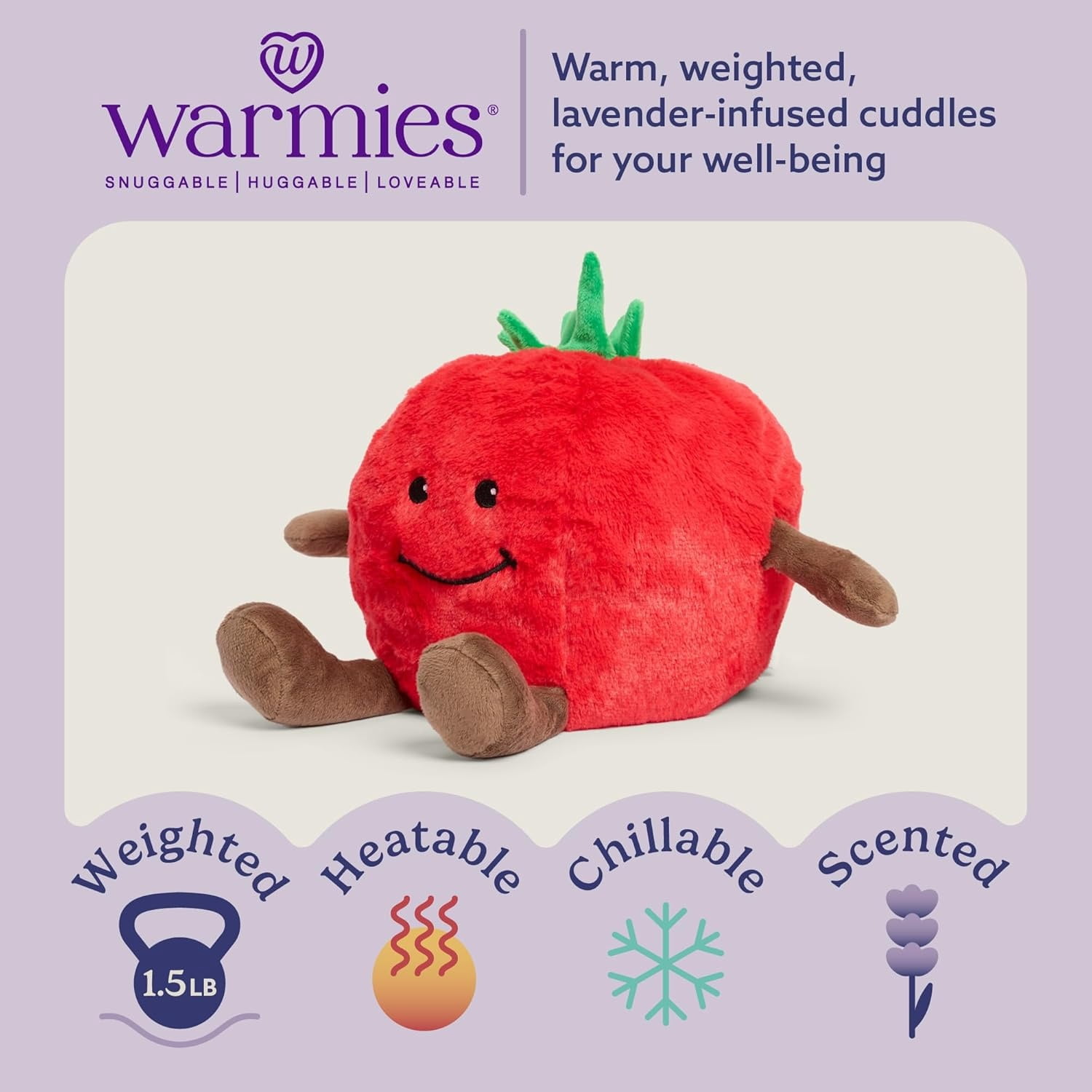 warmies 13" Tomato Stuffed Animal, Microwavable Heated Plushies and Weighted Soft Plush Toys