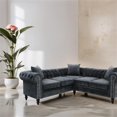 thumbnail image 6 of CRO Decor 62.5" Dark Gray Flannel 2-Piece Couch Living Room Sofa Set, 6 of 7