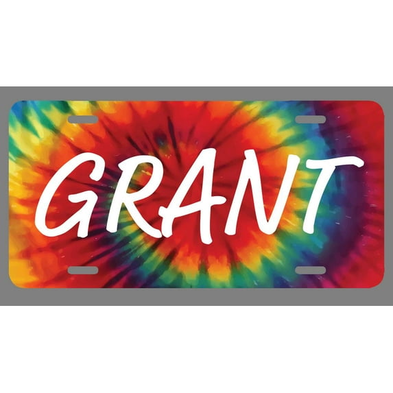 Grant Name Tie Dye Style License Plate Tag Vanity Novelty Metal | UV Printed Metal | 6-Inches By 12-Inches | Car Truck RV Trailer Wall Shop Man Cave | NP1715