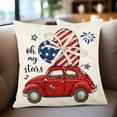 thumbnail image 6 of Patriotic Decor, Throw Pillow Covers 18x18 in 4th of July Linen Pillow Case, American Summer Outdoor Red White Blue Sofa Couch Bed Home Outdoor, 6 of 6