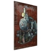 Empire Art Direct Train Primo Mixed Media Hand Painted Iron Wall Sculpture
