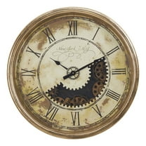 Clocks - 30" Round - Gear Mechanism - Large - Wall Clock - Antique Gold