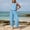 Blue, variant on Women Round-Neck Top and Long Pants Fashion Women Casual Sleeveless Round-Neck Print Top Pullover And Elastic Waist Long Pants Pocket Sets Blue S