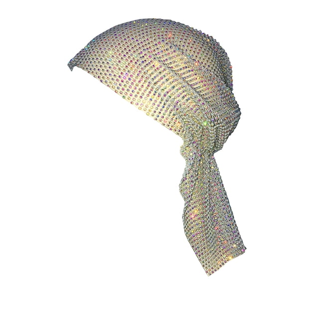 ManxiVoo Turban en Maille Extensible Cristal Étincelant pour Femmes Bandeau Réglable pour Fête et Extérieur Jaune Clair