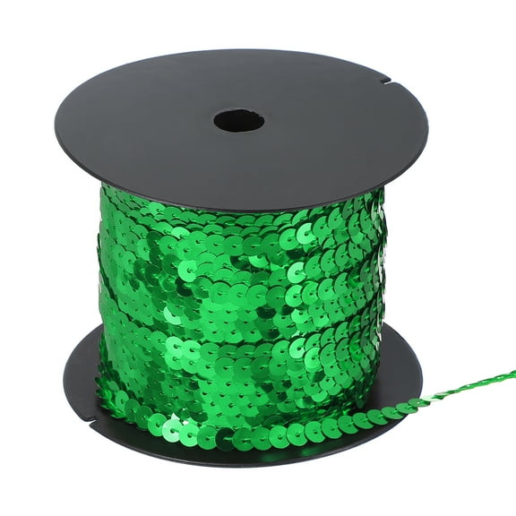 Uxcell 100 Yard Flat Sequin Strip, 6mm Paillette Sequins String Ribbon Roll Spangle Flat Sequin Strip for Crafts Embellishments Sewing Costume Accessories, Dark Green