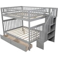 thumbnail image 4 of Harper & Bright Designs Full over Full Bunk Bed with Two Storage Drawers and Storage Shelves for Bedroom, Gray, 4 of 7