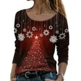 thumbnail image 1 of UKAP Casual Crewneck Tops for Women Christmas Floral Print Pullovers Long Sleeve Autumn Tee Shirts Blouse, 1 of 2
