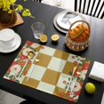 thumbnail image 3 of Yellow Plaid Placemats Set of 4, Japanese Red Floral Flowers Buffalo Checked Placemats for Dining Table, Place Mats for Kitchen Tabletop, Waterproof Wipeable Dining Table Mats Set, 3 of 9