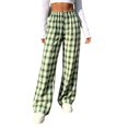 thumbnail image 2 of MYAOYI Womens High Waisted Gingham Wide Leg Trousers - Elastic Pull On Bottoms, 2 of 7